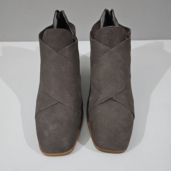 NEW Eileen Fisher Ember Low Ankle Bootie Women 10 Taupe Brown Leather Block Heel - Picture 4 of 13